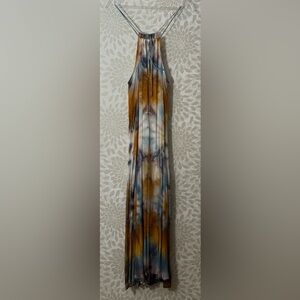YFB Young Broke Fabulous Women’s L Elie Tie Dye Trapeze Sleeveless Maxi Dress